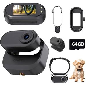 Mini-lichaamscamera, 1080p draagbare camera ter grootte van een duim met oplaadcase, 1,47-inch scherm magnetische sportcamera, kleine POV-camcorder voor huisdieren, fietsen, vloggen,zwart,64GB