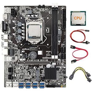 AMIUHOUN 8 GPU B75 BTC Mijnbouw Moederbord+CPU+Stroomkabel+-kabel+Schakelaar Kabel 8X USB3.0 naar PCIE Slot LGA1155 DDR3 RAM SATA3.0