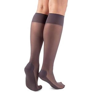 NOQ Dames voetmassage kniekousen transparant halfmat drukvrije kniekous panty sokken massagezool 20 DEN Active, grafietgrijs, Eén maat