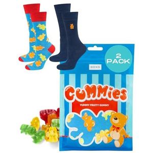 soxo Snoepgoed Sokken Heren Cadeau Voor Vrouwen Happy Socks Katoen Damessokken Herensokken Gift For Men Women 40-45 Gummies 2 Paar