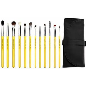 Bdellium Tools Professionele antibacteriële make-up studio lijn ogen borstel set met roll up zakje Pack van 12