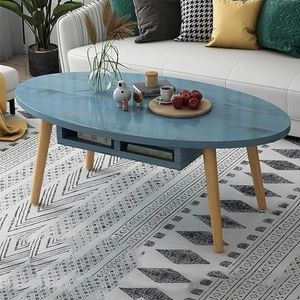 Moderne middentafel - bijzettafel, industriële ovale salontafels, banktafel, eenvoudig en stijlvol meubilair for de woonkamer (Color : Blue, Size : B)
