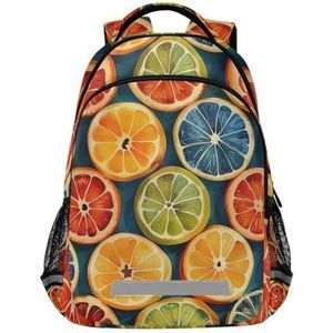 Wzzzsun Citrus Citroen Oranje Rugzak Boekentas Reizen Dagrugzak School Laptop Tas voor Tieners Jongen Meisje Kinderen, Leuke mode, 11.6L X 6.9W X 16.7H inch