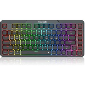 Redragon K706 PRO 75% draadloos Gasket RGB-gaming-toetsenbord, 3 modi, 82 toetsen, compact mechanisch toetsenbord met ultradunne printplaat, platte lineaire rode schakelaar en dual win/MAC-systeem