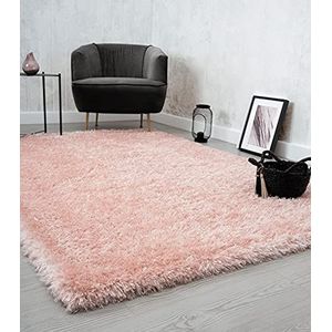 the carpet Willow hoogpolig tapijt, woonkamer, slaapkamer, modern, zacht, mat, effen, roze, 120 x 160 cm