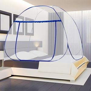 Klamboe bed, klamboe, pop-up bed, opvouwbaar bed, muggennet, eenvoudige installatie, muggen-campingtent voor slaapkamer, outdoor, camping (blauw, 200 x 150 x 145 cm)