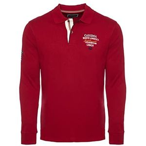 Carisma Poloshirt met lange mouwen voor heren, katoen • herenshirt met lange mouwen met borduurwerk • aangename regular fit longsleeve, rood, XL