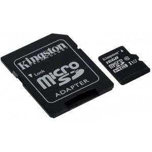 Kingston Sdcs/16Gb MicroSD Canvas Select Snelheden Van Klasse 10 Uhs-I – Tot 80 Mb/S Leestoegang (Met Sd-Adapter) – Wek Hd-Video'S Tot Het Leven, Zwart