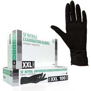 Nitrilhandschoenen 100 stuks doos (XXL, zwart) Wegwerphandschoenen, wegwerphandschoenen, onderzoekshandschoenen, nitrilhandschoenen, poedervrij, zonder latex, niet-steriel, latexvrij, black,disposible