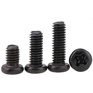 gipsplaatschroeven, schroef, M2 M2.5 M3 M4 kruis verzonken pankop machineschroef ijzer metrische draad ronde kop bout zwart staal M3,20 mm (30 stuks) (Color : M3, Size : 14mm (30pcs))