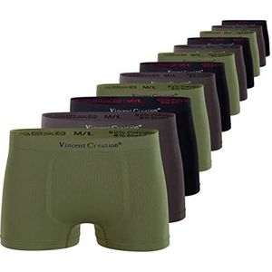 Vincent Creation Set van 12 naadloze boxershorts voor heren, naadloze retroshorts, soepele zachte microvezel, gemengd (zwart, kaki, grijs), L-XL