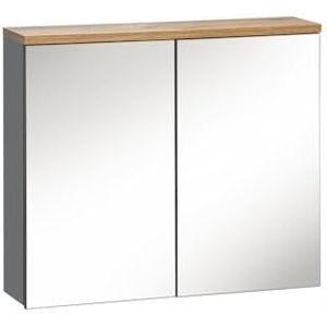 Muebles Slavic Badkamerkast met spiegelophanging, 3 planken 70 x 60 x 20 cm, grafietgrijs - badkamermeubel