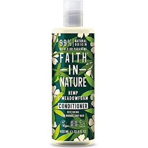 Faith in Nature Natuurlijke hennep & weideschuimkruidconditioner, regenererend, veganistisch & zonder dierproeven, vrij van parabenen en SLS, voor normaal tot droog haar, 400 ml