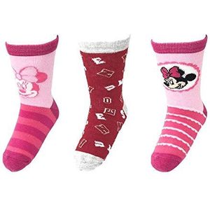 Disney Minnie Mouse sokken, 3 paar badstof sokken, Meerkleurig., 27-30