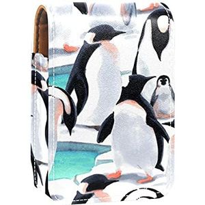 Make-up Lipstick Case voor Buiten Geschilderde Vlag Wit Draagbare Lippenstift Organizer met Spiegel Dames Mini Make-up Tas Neemt Tot 3 Lippenstift, Veelkleurig-6, 9.5x2x7 cm/3.7x0.8x2.7 in