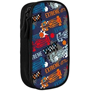 FJAUOQ Cars Abstract Sport Heldere Kleurrijke Etui voor Jongens Meisjes Tiener Grote Capaciteit Potlood Pen Doos met Rits Organizer Tas School Office Zwart, zoals afgebeeld, Eén maat, Coin Pouch