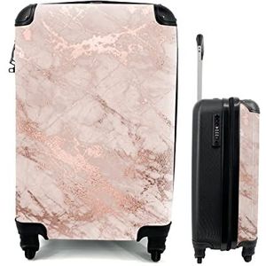 MuchoWow® Koffer - Marmer - Roze - Luxe - Marmerlook - Glitter - Design - Past binnen 55x40x20 cm en 55x35x25 cm - Handbagage - Trolley - Fotokoffer - Cabin Size - Print