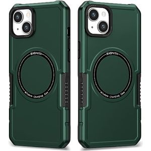 Telefoon terug case cover Compatibel met iPhone 15 Pro Slim Case, Full Body Robuust Schokbestendig Hard Premium Dun Stevig PC Draadloos opladen Beschermende telefoonhoes (Color : Dark green)