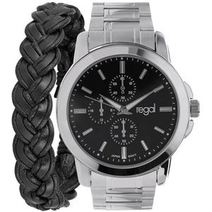 Lucardi - Regal - Horloge - Zilverkleur - Staal - Cadeaudoosje met Armband