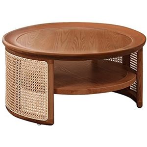 Lage Tafel Ronde Salontafel Rotan Theetafel 2-laags Houten Tafel Vloer Bureau Vloer Tafel For Zitten Op De Vloer Tatami Tafel (Color : Brown, S : 60 * 60 * 40cm)