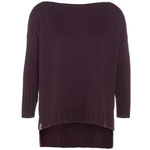 Knit Factory - Kylie Gebreide Dames Trui - Trui dames winter - Pullover dames - lange mouw - Wintertrui - Damestrui - Boothals - Aubergine - Paars - 46/54 - Grote maten dames kleding