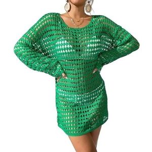 SkyjOy Dames Badpak Sheer Zee Door Sexy Gebreide Crochet Tuniek Strand Cover Up Strandjurk Strandkleding Strandkleding Vrouwelijke Vrouwen Badpak Dames Zee (Kleur: 4, L)