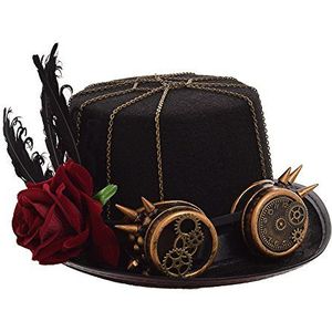 BLESSUME Steampunk hoed met bril unisex fancy dress top hoed, Kleur C, L