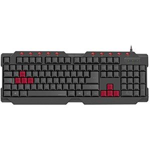 Speedlink FERUS Gaming Keyboard - WASD- en pijltoetskappen in rode gaming look, ergonomie dankzij hoogte-instelling, zwart - IT Layout