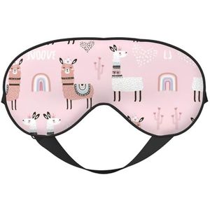 Roze lama cactus afdrukken veelzijdige rust helper, zacht slaap oogmasker dubbelzijdig voor yoga, kamperen, zacht slaap oogmasker