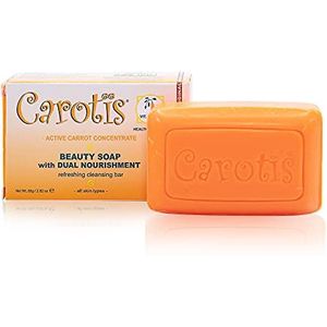Carotis Beauty Soap 80gr - Geformuleerd om de huid te reinigen en te vernieuwen, met wortelolie, glycerine, bètacaroteen, vitamine A en olijfolie
