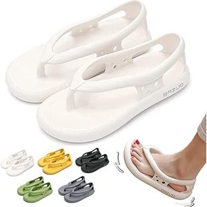 Bazuo Sandals,2023 Summer Unisex Comfort Walking Flip Flops,EVA Thick Sole Non Slip Quick-Dry Flip-Flop,with Arch Support (42-43, White)