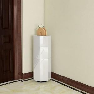 Vrijstaande, draaibare schoenenkast, hoekopbergruimte, moderne hoge schoenenkast met deuren, 360° draaibaar, smalle schoenenkastorganizer voor in de gang (wit)(6-Tier,35cm)