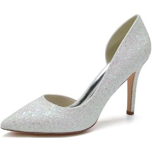 SYDZSW Trouwschoenen Naald Hak Glitter Hoge Hakken Bruidsschoenen Ivoor Sandaal Bride 35-43, Ivoor, 43 EU