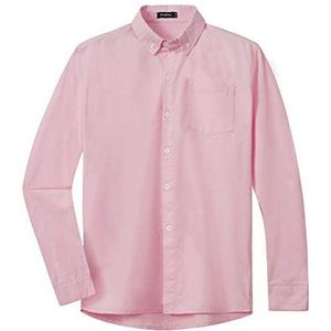 Spring&Gege Jongens uniform katoenen T-shirt met lange mouwen en knoopsluiting voor kinderen (3-14 jaar), roze, 7-8 jaar