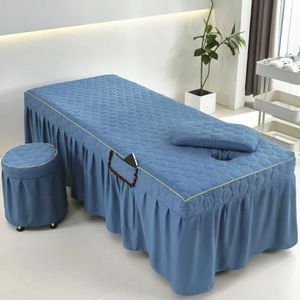 Blue/b,70x185cm(S),LDLCYCN Massagetafel Bedrok Met Gezichtsgat Spa Massage Bed Hoes Met Rok Schoonheidssalon Massage Matrashoes Sprei Ademende Beauty Bed Rok Vierkant Rond Hoofd