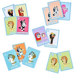 Bluey 5-in-1 kaartspellen: 53 Jumbo-speelkaarten met speelse Bluey-versies van familiefavorieten; Snap, WAR, Go Fish, Old Maid, Memory Game