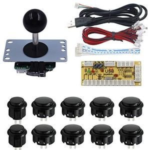 SJ@JX Arcade Game Controller Button Microswitch 8 Way Joystick Zero Delay USB Encoder Cable Stick DIY Kit for PC MAME Retropie Raspberry Pi