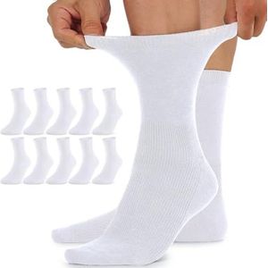 TUUHAW diabetessokken damessokken voor diabetici heren 10 paar zonder elastische tailleband comfort katoen 35-38 wit warm met comfort tailleband herensokken gezondheidssokken zonder tailleband
