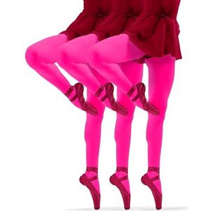 sesto senso 3 paar meisjesmaillots, 40 denier, kleurrijk, ondoorzichtig, microvezel voor meisjes, Neon Roze, 92-98