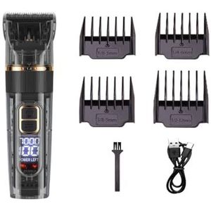 Professionele tondeuse voor heren, draadloos, met led-display, waterdicht IPX7 (zwart, grenskam)