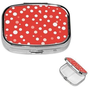 Pillendoosje pillendoosje 2 compartimenten kleine pillenorganizer voor portemonnee en zak reizen pillendoos rood en wit stippen schattige medicijnorganisator pillenhouder om vitamines visolie vast te