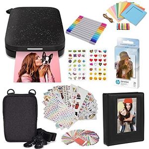 HP Tandwiel Draagbare 2x3 inch Instant Foto Printer (Zwart) Startersbundel