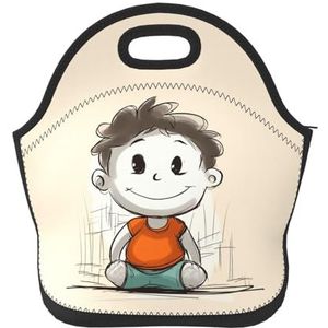 Cartoon tekening lunchtas voor vrouwen mannen herbruikbare lunchtassen geïsoleerde lunchbox grote capaciteit lunchbox koeler lunchcontainer voor werk kantoor picknick reizen