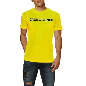 JACK & JONES Heren T-shirt Logo Ronde Hals T-Shirt, geel (Safety Yellow), M