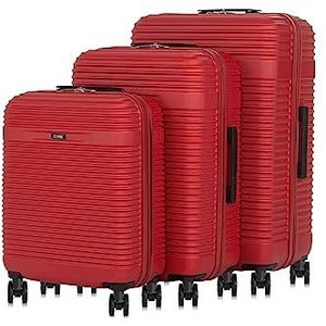 Ochnik koffer, koffer van hard materiaal: ABS-kunststof. Model: WALAB-0040, met 4 wielen, van hoge kwaliteit, rood, Small