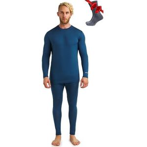 Merino.tech 100% Merino ondergoed voor heren, set - licht, middelgewicht, thermisch ondergoed, merinowol, shirt met lange mouwen en broek + wandelsokken van merinowol, M