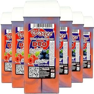 Roll on wax roller wax cartridge 100ml, 6pcs Waxee DUO wax navulling (framboos & bosbes)