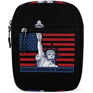Statue of Liberty USA Vlag Mini Crossbody Tas Unisex Anti-Diefstal Side Schoudertassen Reizen Kleine Messenger Bag