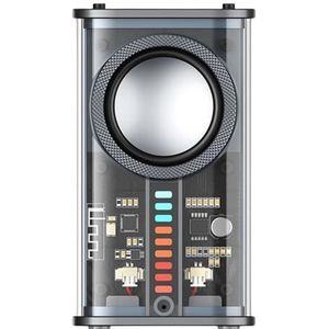 K07 Transparante Mecha Draadloze Bluetooth-luidspreker Subwoofer Luidspreker Geluid en licht Ritmeluidspreker TWS Stereo Handsfree bellen (Color : Black)