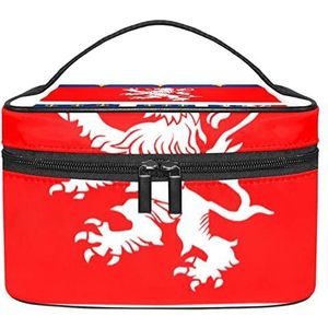 Vlag van Lyon make-up organizer tas, reismake-up tas organizer case draagbare cosmetische tas voor vrouwen en meisjes toiletartikelen, Meerkleurig, 22.5x15x13.8cm/8.9x5.9x5.4in